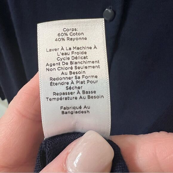 Talbots Vintage Y2K Navy Blue slightly scoopneck button up cardigan sz XS - Picture 5 of 7